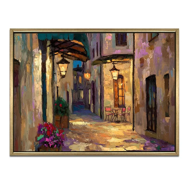 Nocturne Cafe Canvas Wall Painting With Frame media 3