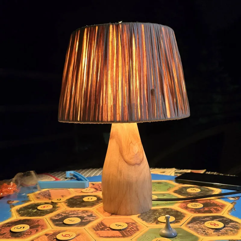 RaffLit Rattan Mango Wood Table Lamp - Beige media 1