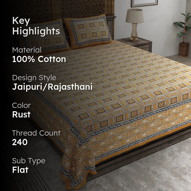 Geoor Cotton Bedsheet (Rust) - 240 TC media 2