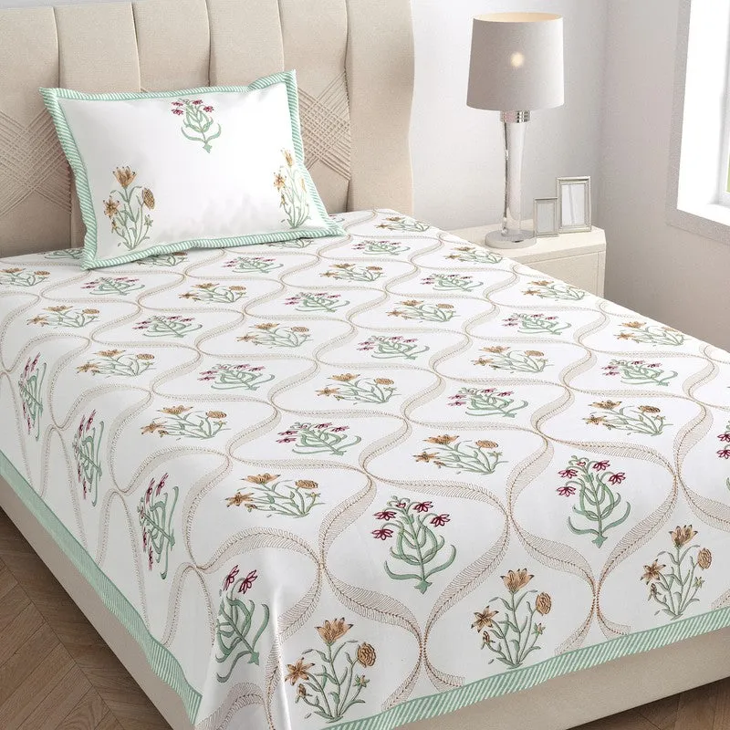 Mukta Space Cotton Bedsheet (Pink, Yellow) - 180 TC media 3