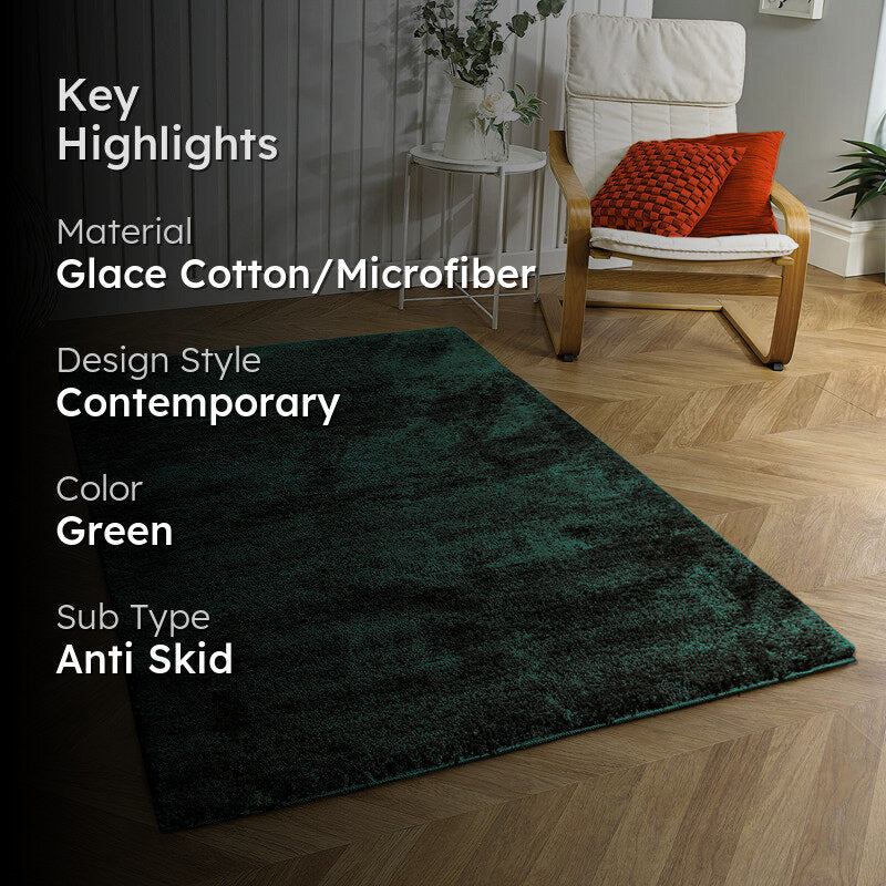 Nuo Luxe Micro Fiber Area Rug - Forest Green media 2