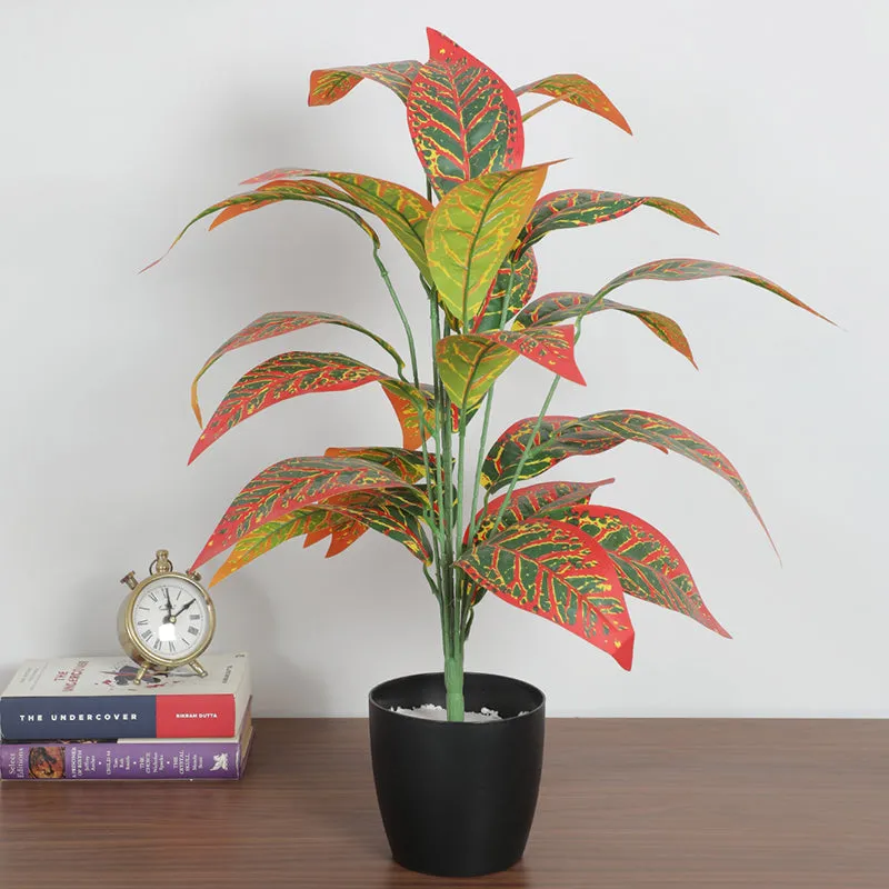Amazonia Artificial Red Croton Plant With Black Plastic Pot - 2.3 Feet media 3