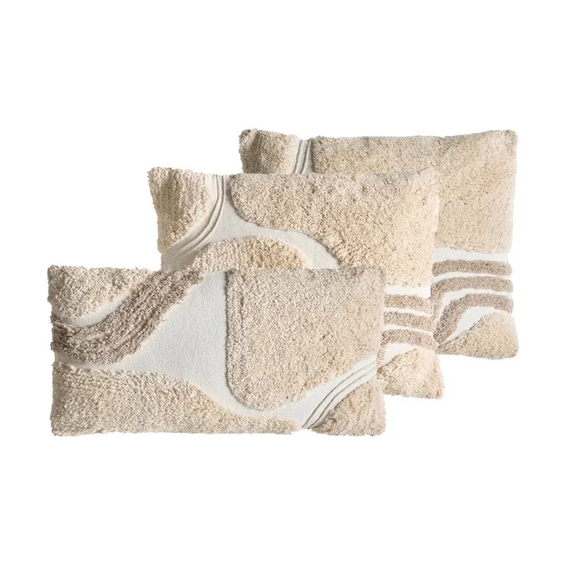 Soft Charm Tufted Cotton Cushion Cover (Beige) - Set of Three media 4