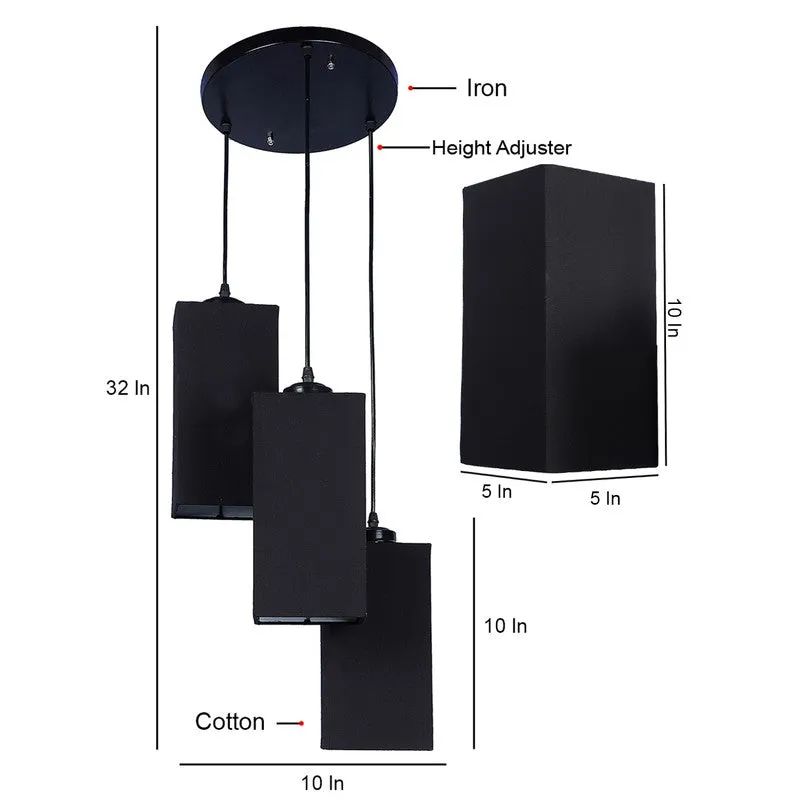 Warm Ivory Triple Metal Ceiling Lamp - Black media 9