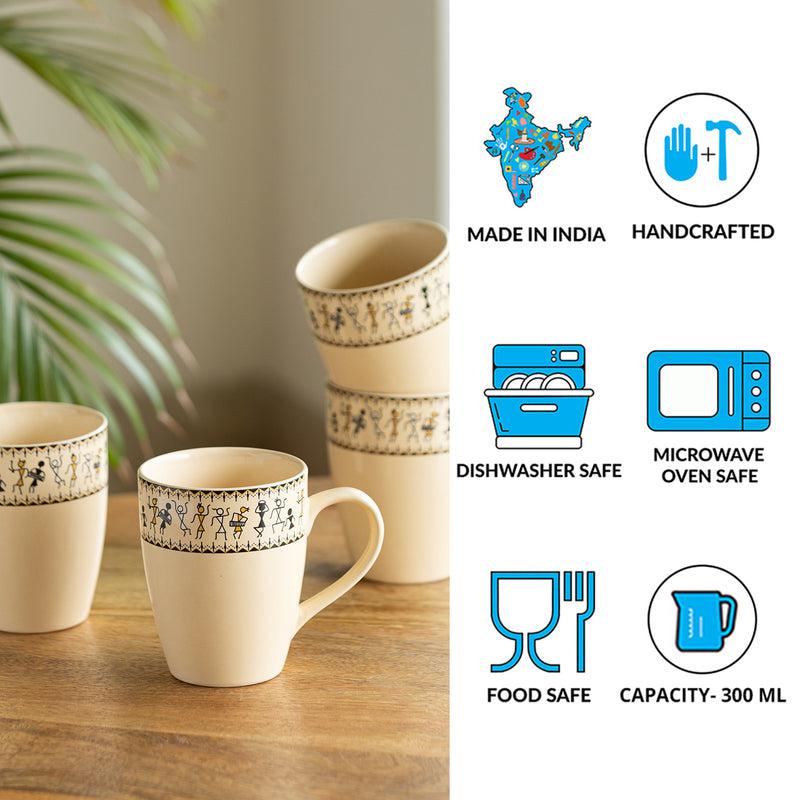Wise Ceramic Coffee Mug (300 mL Each) - Set of Four media 5