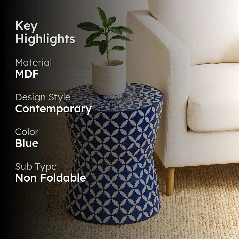 Brio Bone Inlay Round Side Table - Blue media 2