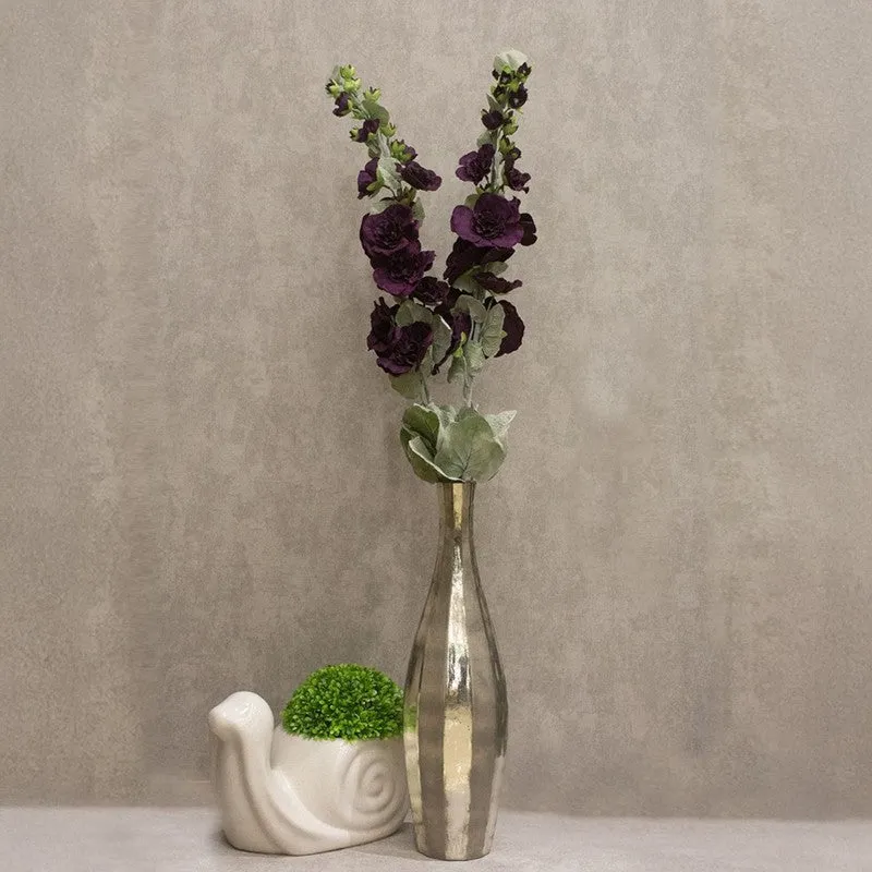 Fresh-Style Artificial Holyhocks Flower Stick (Purple) - Set of Two media 1