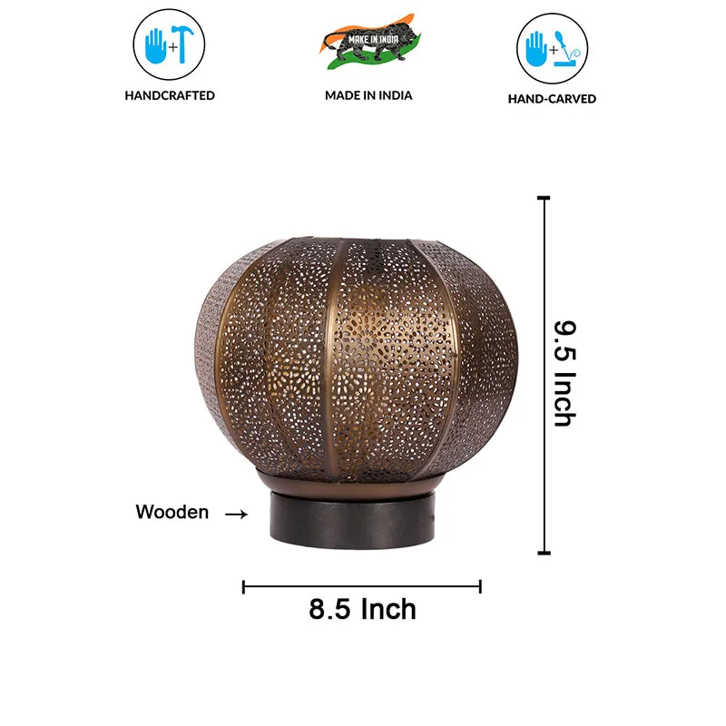 Jwaala Round Etched Metal Table Lamp - Metallic media 5