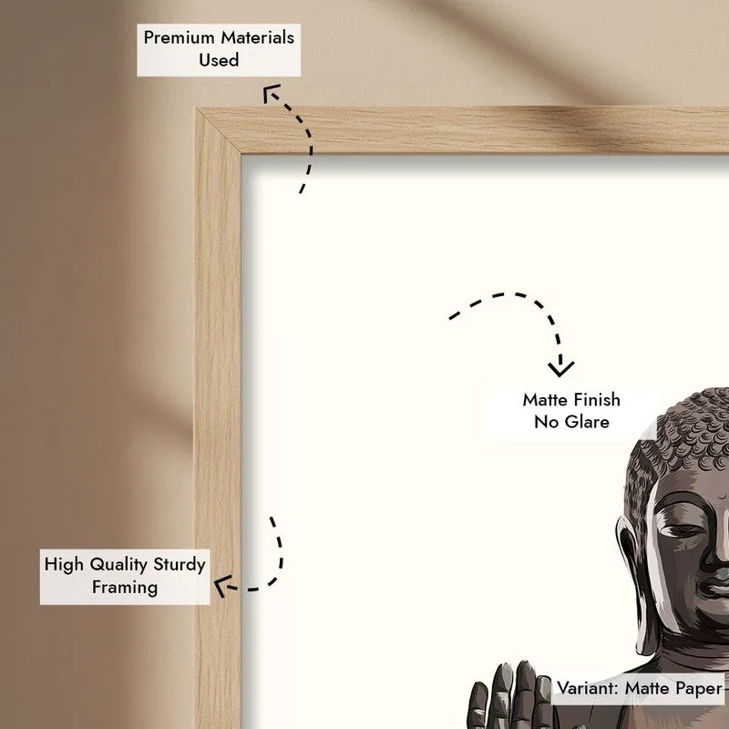Peaceful Buddha Archival Paper Wall Art - Natural Brown Frame media 7