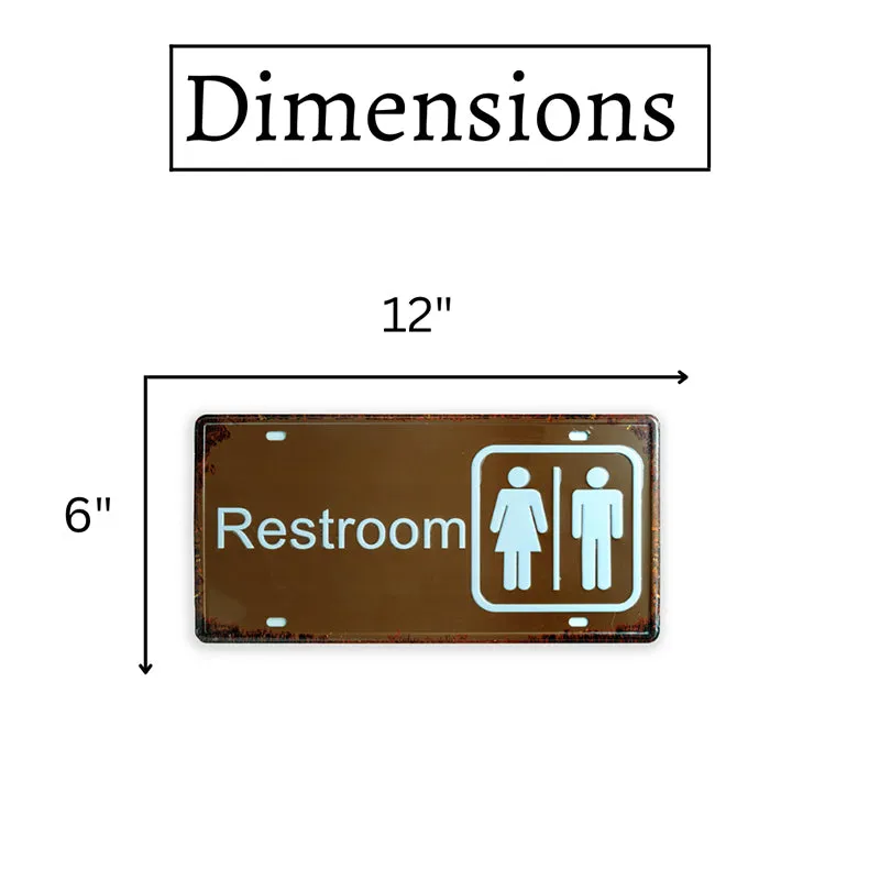 Weathered Restroom Sign Retro Metal Wall Accent media 6