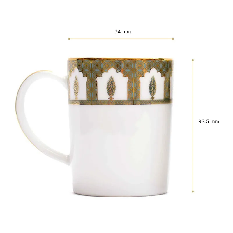 Gilded Chinar Slim 24k Gold Brushed Porcelain Coffee Mug (280 mL Each) - Set Of Six media 8