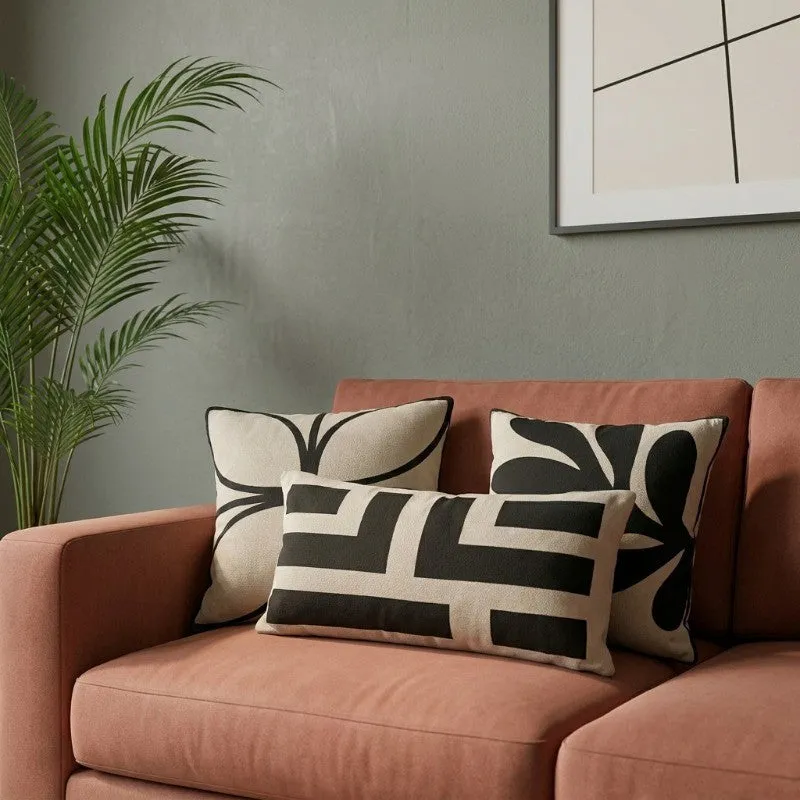 Print Style Printed Cotton Cushion Cover - Set of Three - 1