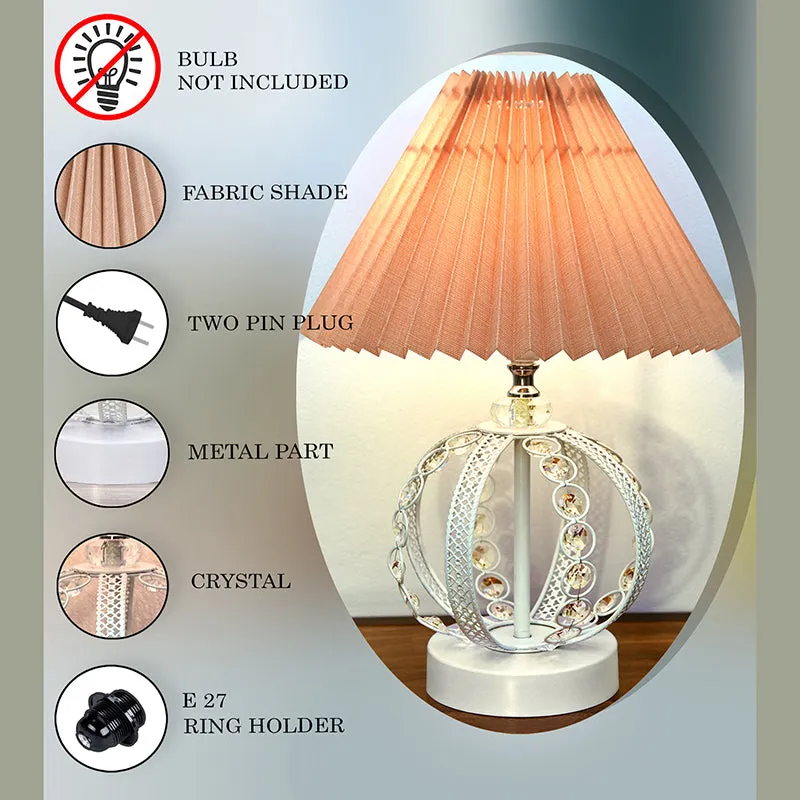 French Pleat Orna Metal Table Lamp - Beige,White media 4