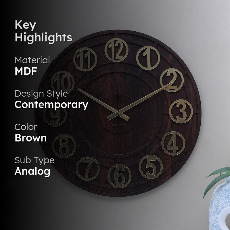 Balencia Decorative Wall Clock - Brown media 2