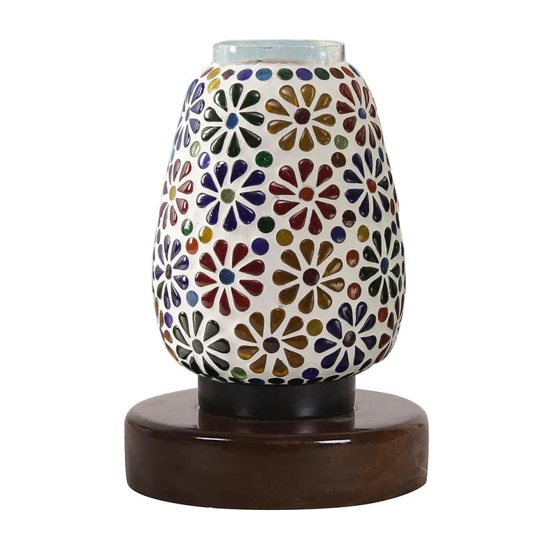 Flarewin Glass Table Lamp With Wooden Base - Multicolor media 5