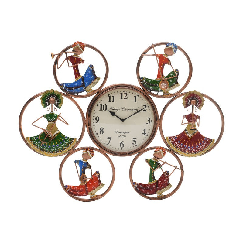 Musician Lady Hanging Art Metal Wall Clock media 3