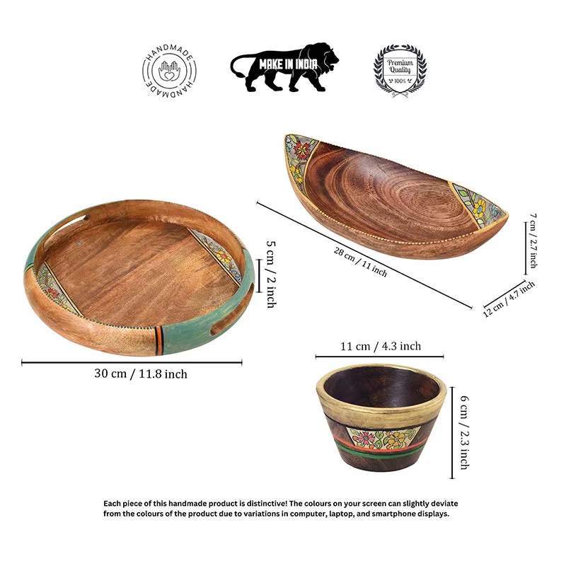 Vana Thali Wood Platter - Four Piece Set media 7
