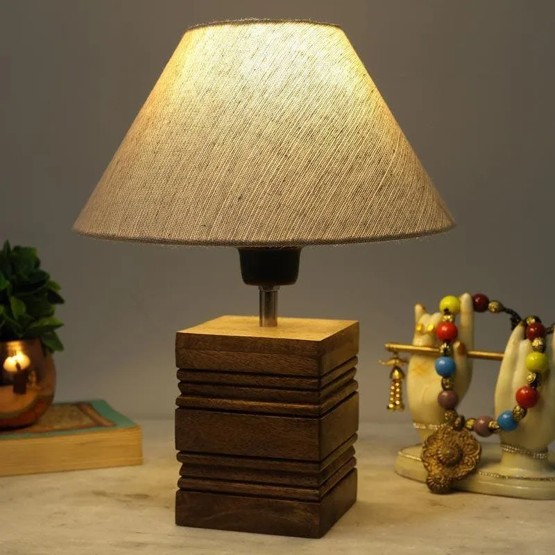 Perry Cube Fabric Table Lamp - Brown,Beige media 3