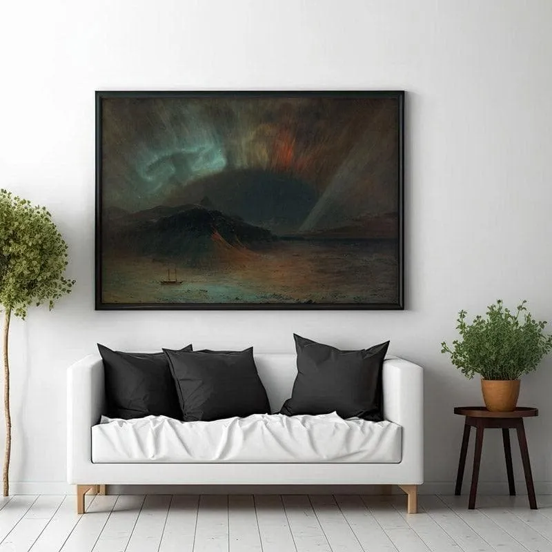 Aurora Borealis Canvas Wall Painting - Black Frame media 3