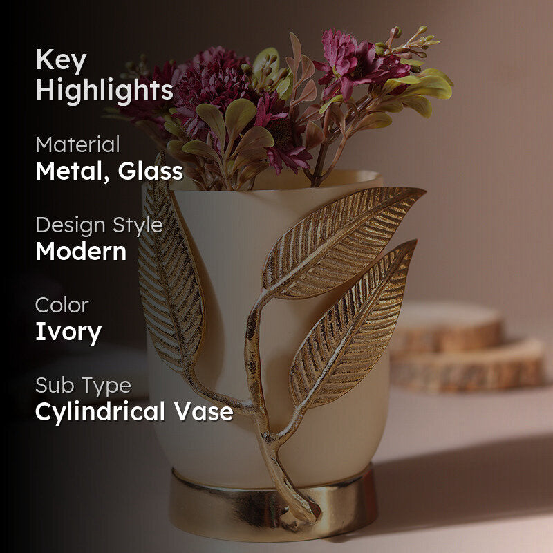 Gemma Glass Vase - Cream & Gold media 2