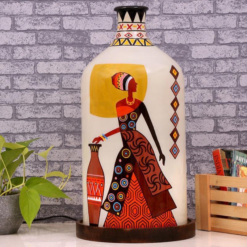 Lady In Red Hand Painted Glass Table Lamp - Multicolor media 3
