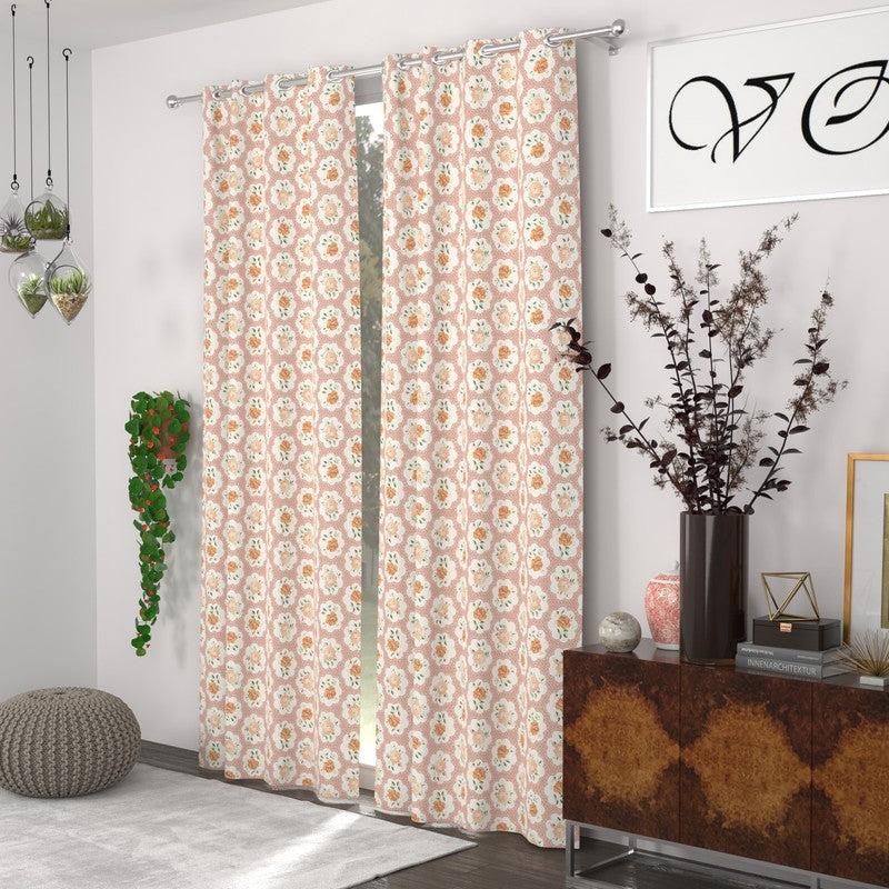 Petal Enchant Drape Curtains (Pink) - Set of Two - Door - 7 Feet
