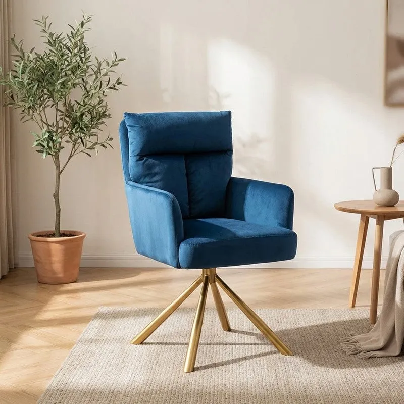 Arvella Neem Wood Accent Chair - Blue media 1