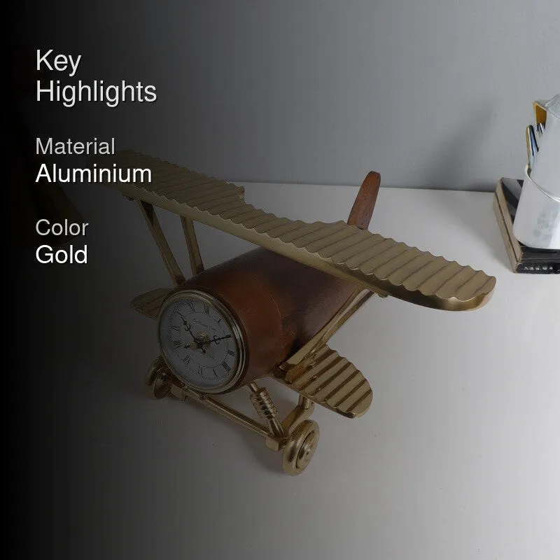 Aviation-Themed Table Clock Gold media 2
