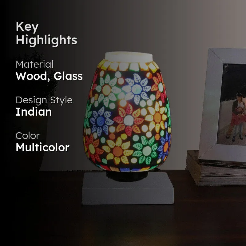 Astrine Glass Table Lamp With Wooden Base - Multicolor media 2