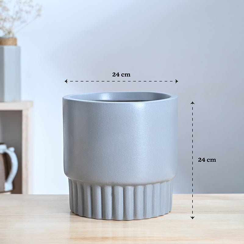Ugaoo Sleepy Sprout Round Ceramic Planter - Grey media 8