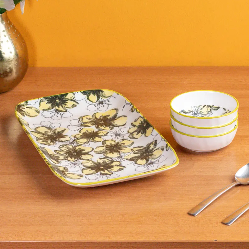 Aqua Leaf Porcelain Platter - Four Piece Set media 4