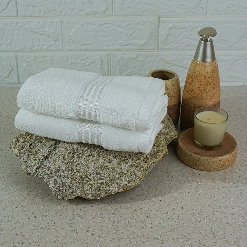 Micro Cotton LuxeDry Solid Hand Towel (White) - Set Of Two media 1