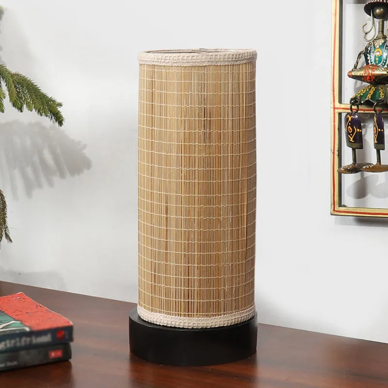 Vionelle Cylindra Curve Bamboo Table Lamp - Black media 4