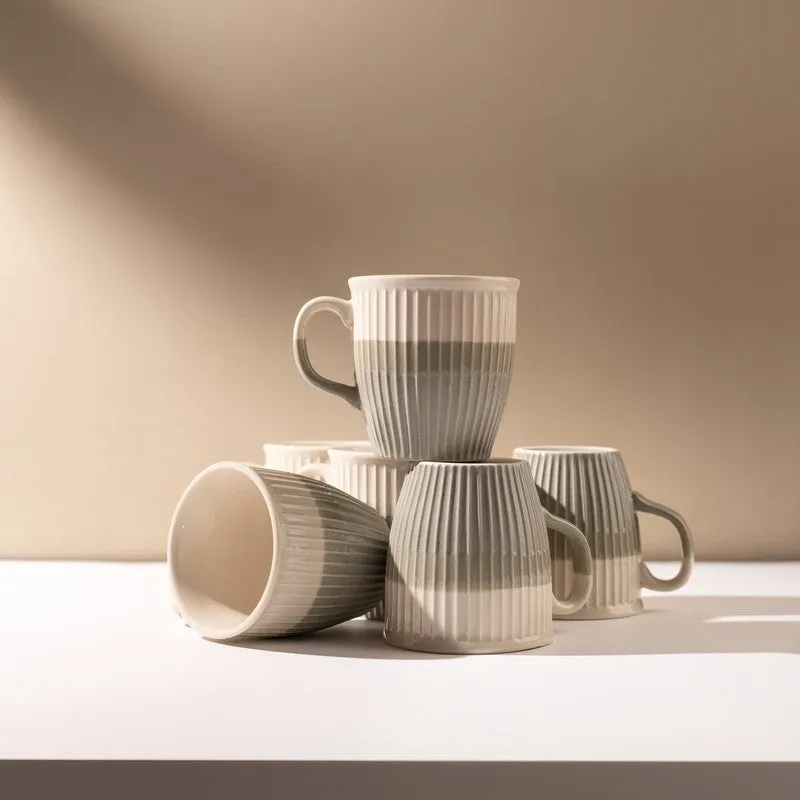 Seraphine Porcelain Tea Cup (180 mL Each,Grey) - Set Of Six media 3