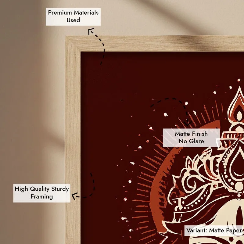 Divine Power Maa Durga Archival Paper Wall Art - Natural Brown Frame media 6