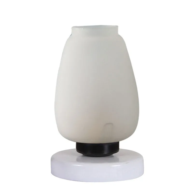 Raylisse Glass Table Lamp With Wooden Base - White media 5