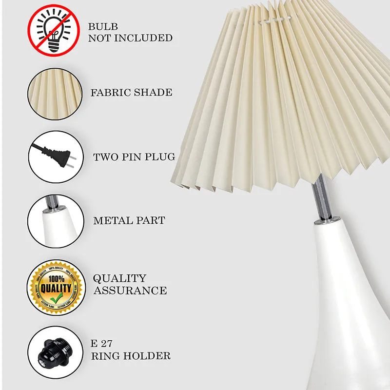 Arrido French Pleat Metal Table Lamp - White,Ivory media 4