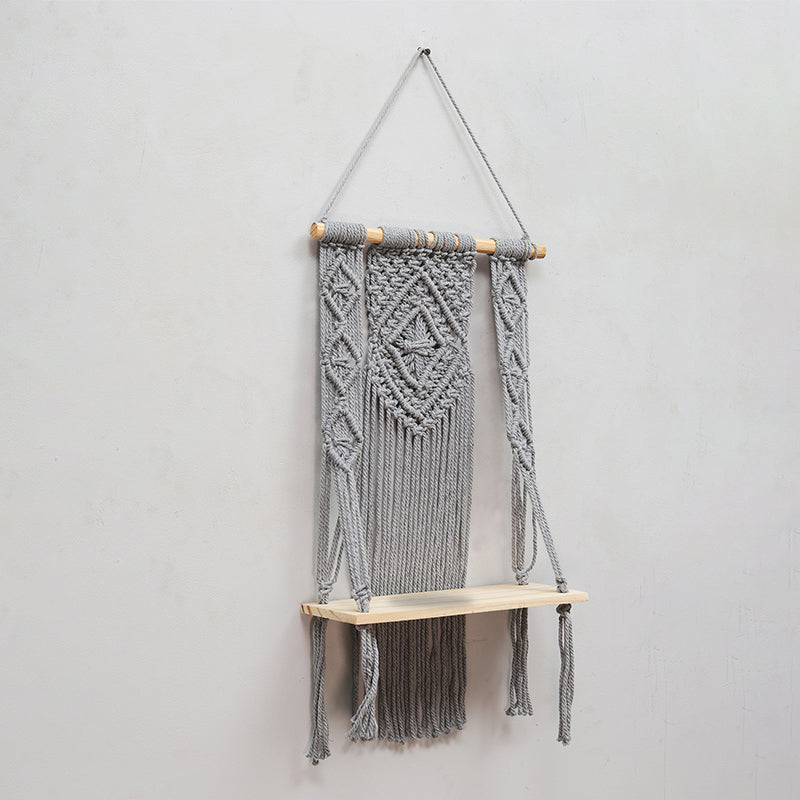 Knotix Macrame Wall Shelf - Grey media 5