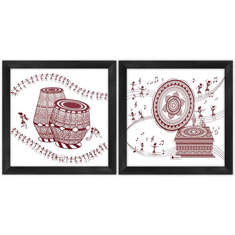 Warli Mandala Wall Art - Set Of Two media 1