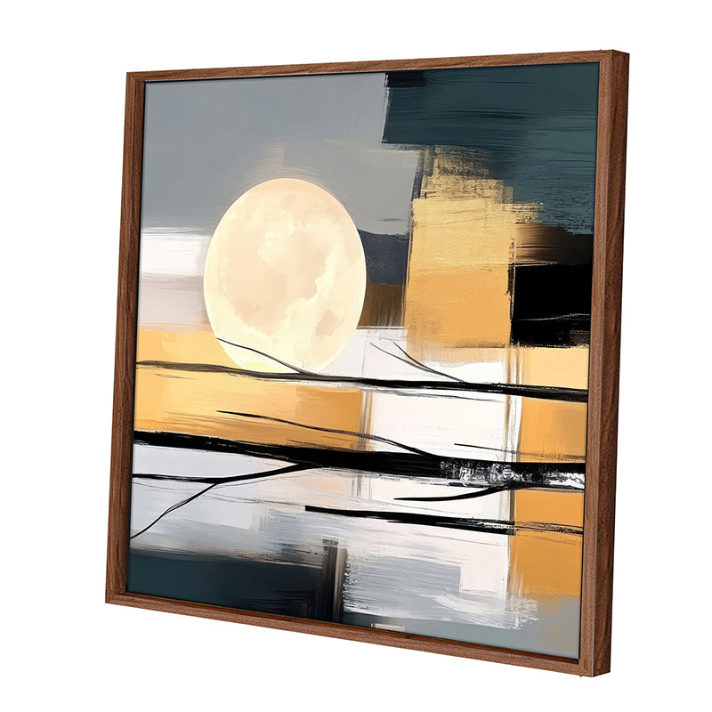 Moon & Twigs Wall Art With Frame - Brown media 4