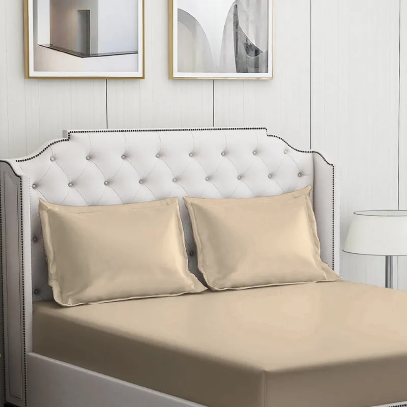 Moonweave Solid Cotton Bedsheet (Beige) - 400 TC media 5