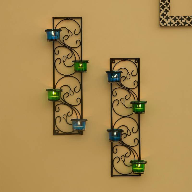 Twisted Luminaire Candle Holder (Green & Blue) - Set Of Two media 3