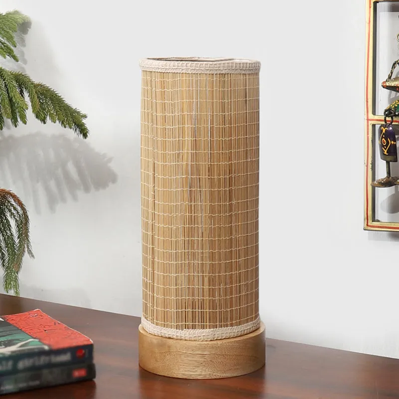 Bralia Cylindra Curve Bamboo Table Lamp - Beige media 3
