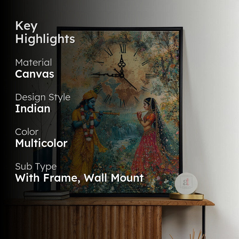 Shyama Sakhi Wall Art With Clock media 2