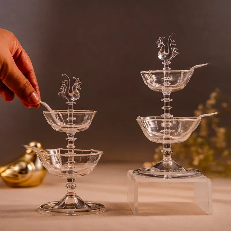 HaloGlow Glass Diya - Set Of Two media 6