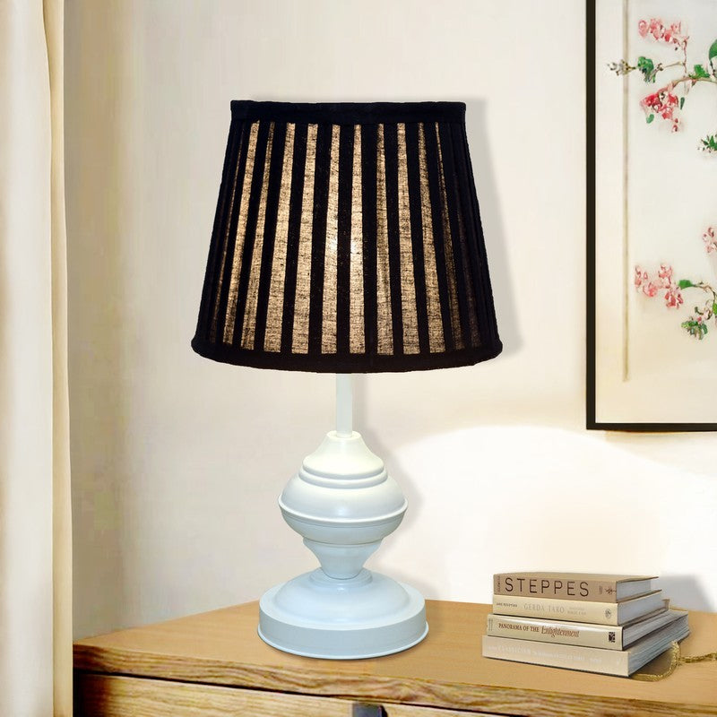 TwilightAura Stylish Bedside Wooden Table Lamp - Black