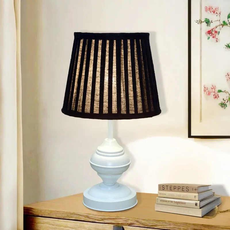 TwilightAura Stylish Bedside Wooden Table Lamp - Black media 1