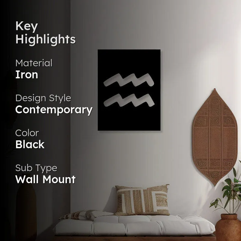 Aquarius Zodiac Sign Black Iron Wall Accent media 2