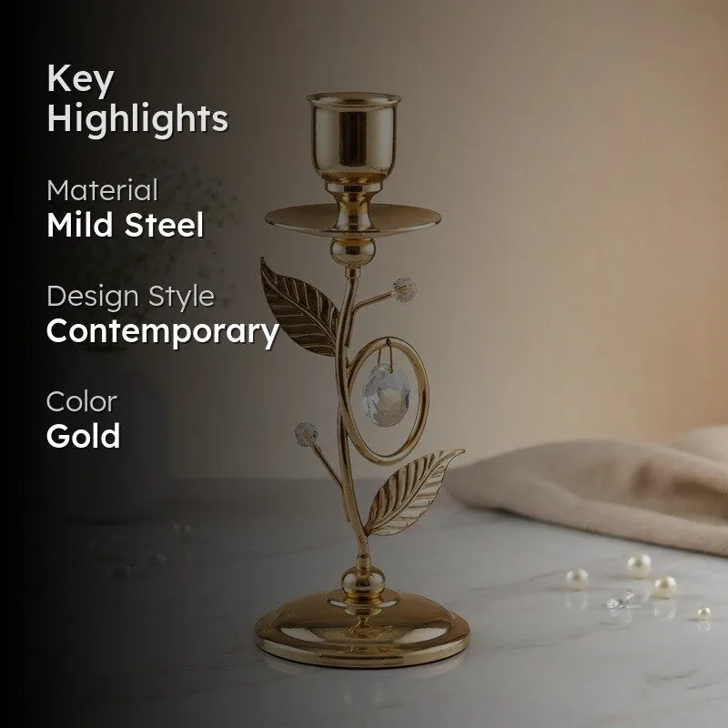 Petal Tower 24K Gold Plated Mild Steel Candle Holder media 2