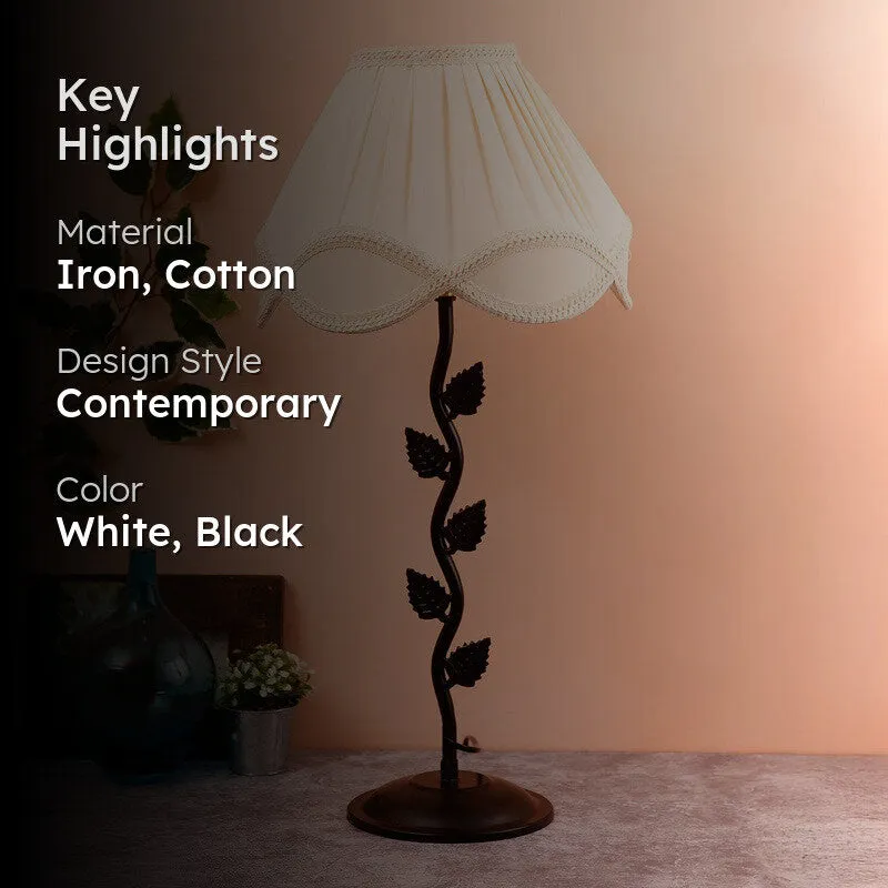 Astronia Cotton Table Lamp With Iron Base - White media 2